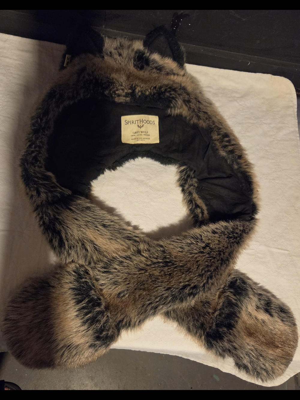 SpiritHoods Faux Fur Wolf Hood Scarf in Brown and Black